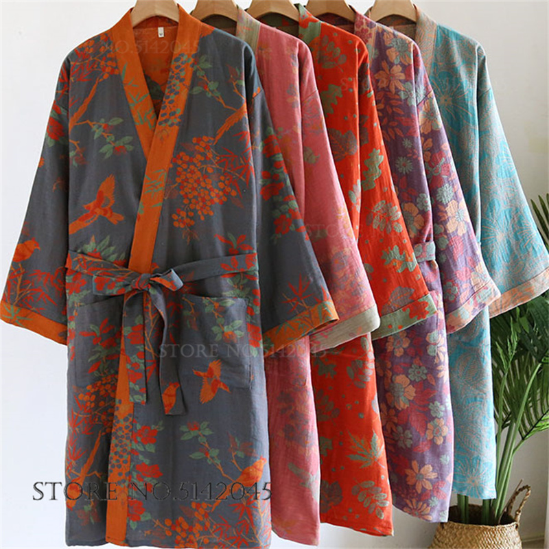 Kimono Yukata Cotton - Albornoz tipo kimono Retro japonés para