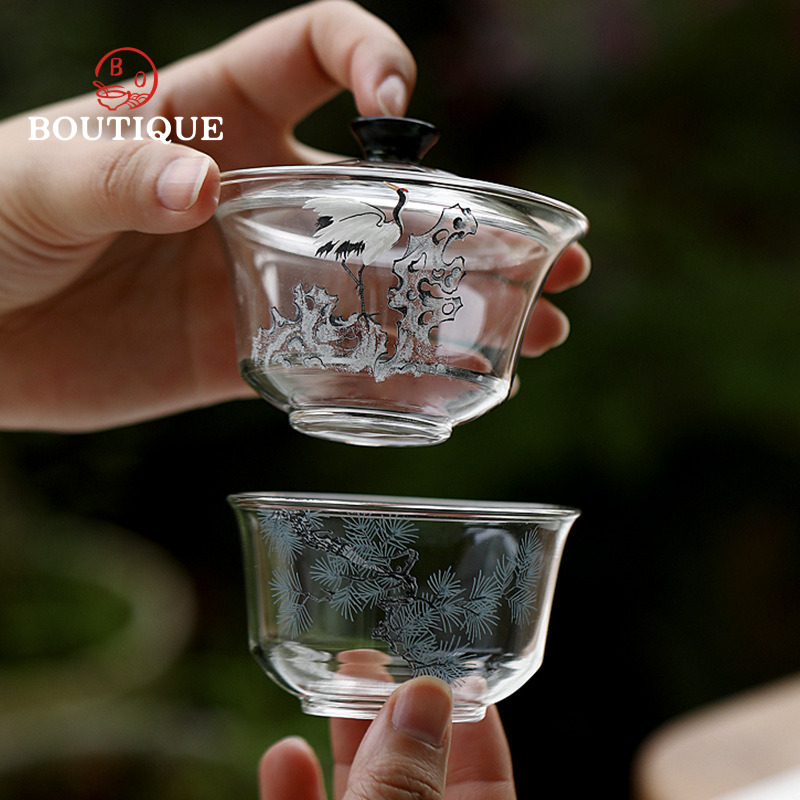 Pino y grúa Gaiwan, tazón de t - Matcha Bowl Chawan reseña y precio